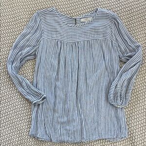 LOFT Blue and White Striped Blouse